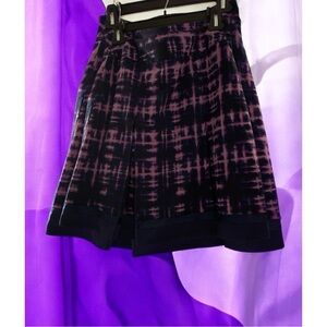 Vera Wang Navy&Purple Abstract Print Skirt